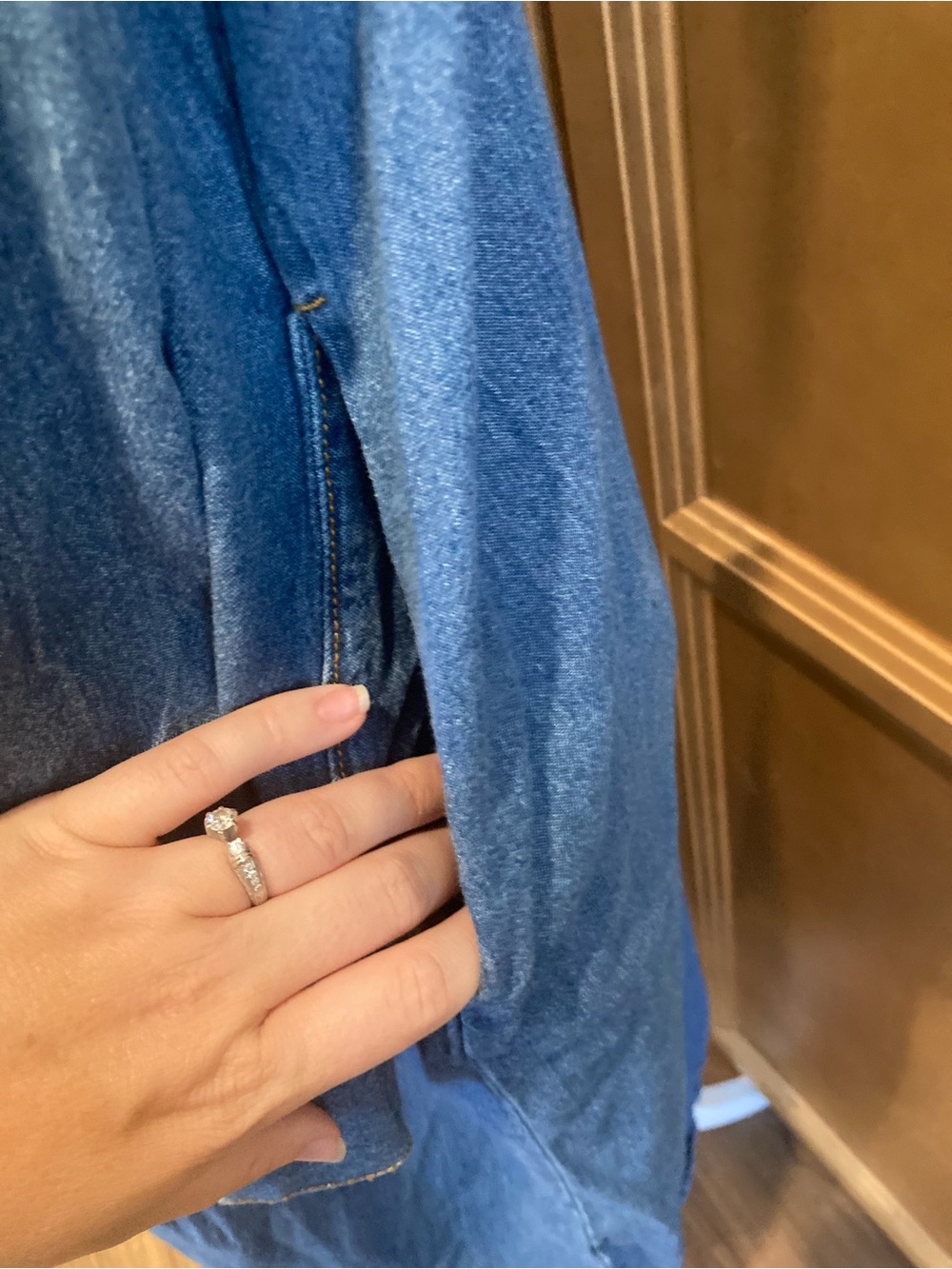 NorthStyle Denim 100% Button-Front Long Sleeve Dress - Picture 6 of 7